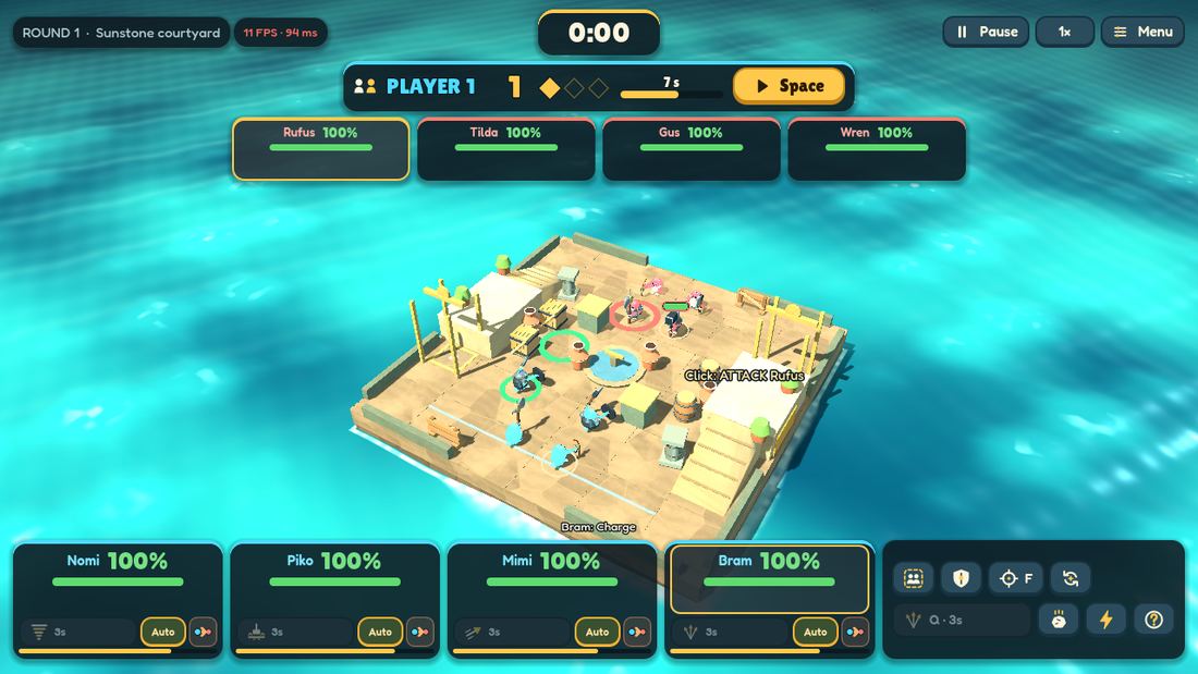 Player one's turn in the two-player mode