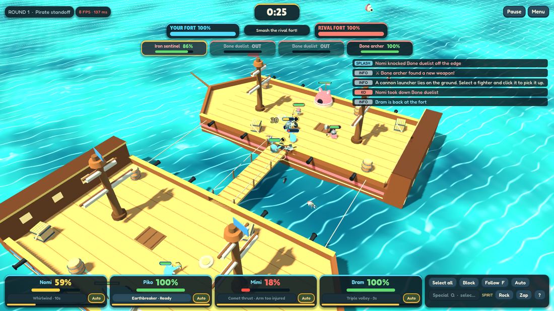 Two pirate ships linked by a gangplank